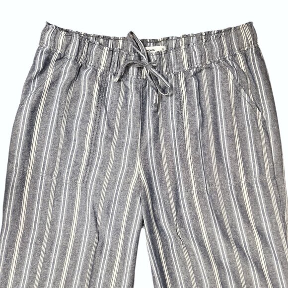 Sonoma Linen Wide Leg Ankle Pants Women's Plus Size 0X Striped Elastic Waist - Picture 4 of 5